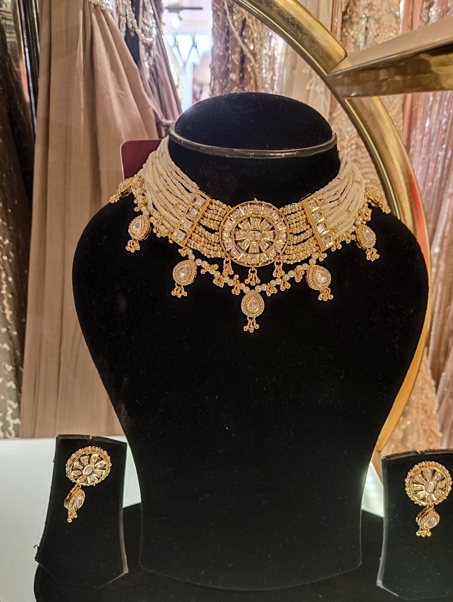 Royal Pearl & Kundan Choker Necklace Set