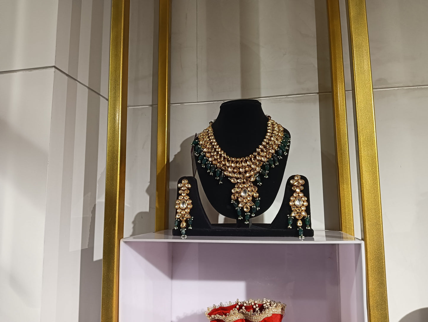 Regal Kundan & Emerald Necklace Set - Indian Bridal Jewelry